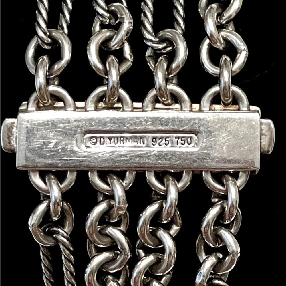 HEAVY Vintage David Yurman Figaro multi-chain 4-row bracelet 18K Gold Silver - Picture 8 of 8